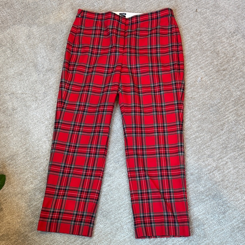 J. Crew Wool Red Plaid “Kate” Pants